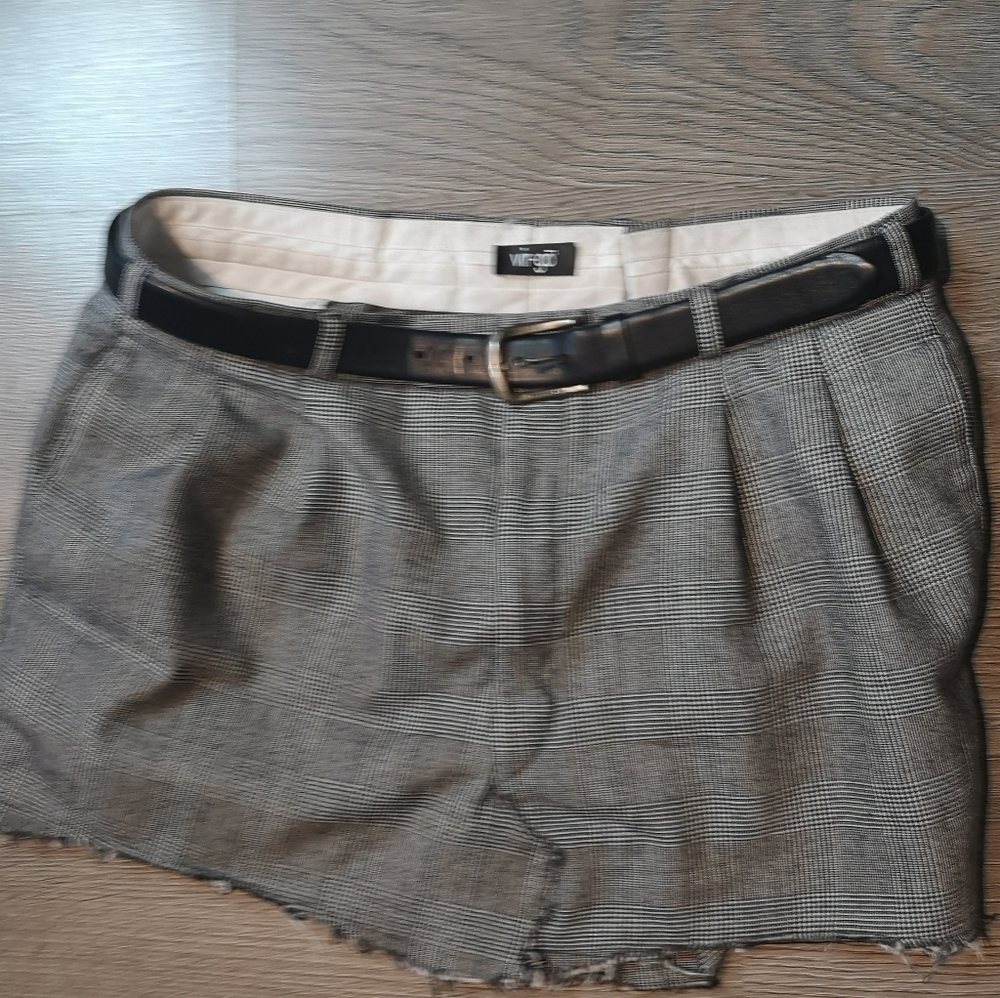 Neo-vintage Upcycled Tweed Glen Check Plaid Mini Skirt Hybrid